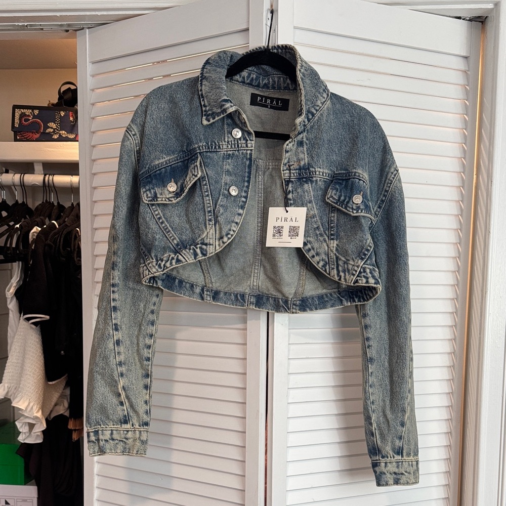 Piral cropped Blue Jean Jacket for Women
